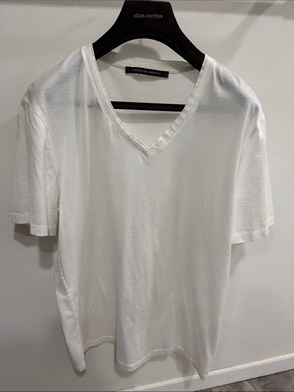 Porsche Design Men's White V-Neck Short Sleeve Tee